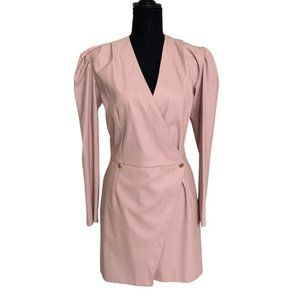 Leatherette knee length pale pink dress size M